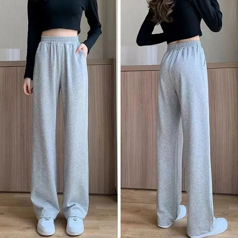 Black Gray Sweatpants for Women 2026 Summer New Basic Baggy Sports Pants Female Casual All-match Joggers Straight Pants